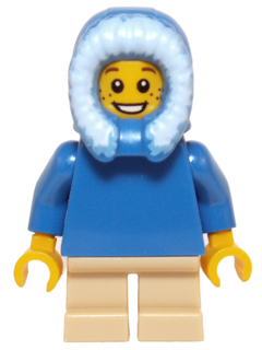LEGO Minifigure-Plain Blue Torso, Tan Short Legs, Blue Hood Fur-lined-Holiday / Christmas-HOL057-Creative Brick Builders